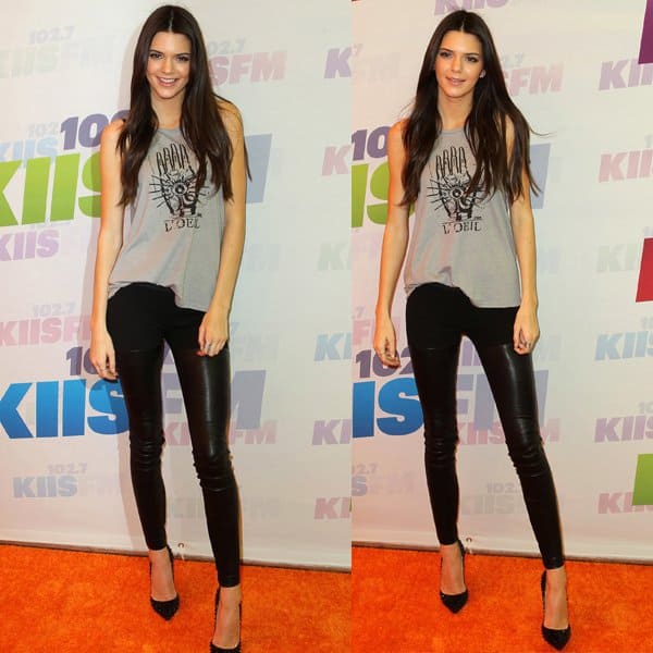 Kendall Jenner Shows Off Mile-Long Legs in Denim-Leather Hybrid Pants